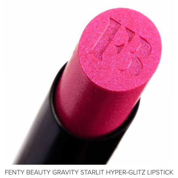 Fenty Beauty Gravity Starlit Hyper-Glitz Lipstick Hot Pink Glitter Swatched NIB - Picture 1 of 13